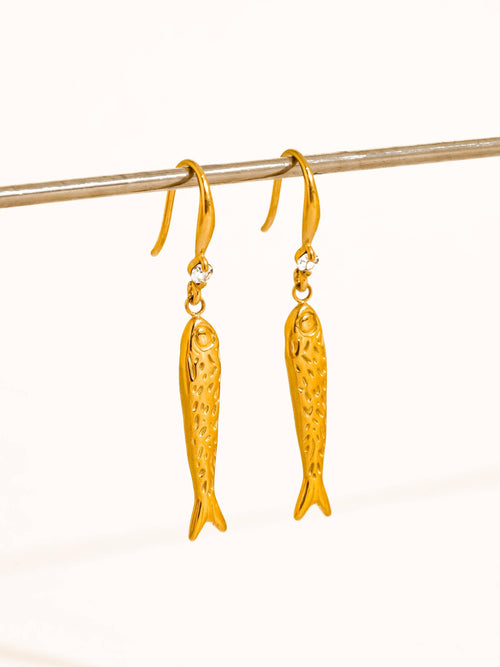 Flânerie by MAIQ - Calypsa 18K Gold Non-Tarnish Fish Charm Drop Earrings