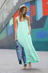 42POPS - ,,,,,...42POPS Maxi Dress w/ adjustable strap & pockets: S / IVORY/BLACK-81678