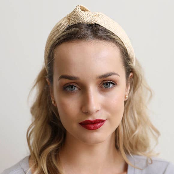 Ivory Boho Rattan Knotted Headband