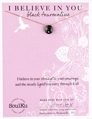 SoulKu - Black Tourmaline Beam Necklace for I Believe in You