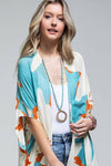 Shop Neighbors - Sweeping Floral Kimono: AQUAMARINE