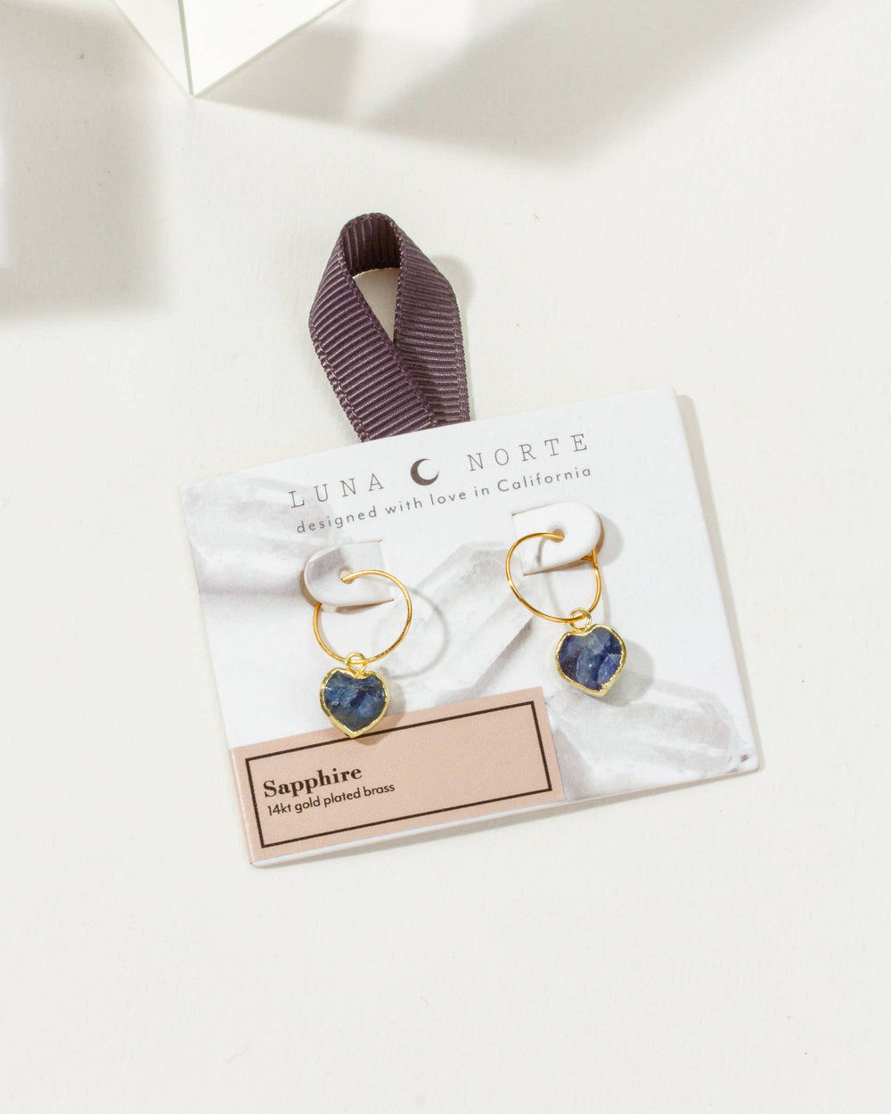 Sapphire Heart Mini Hoop Earrings