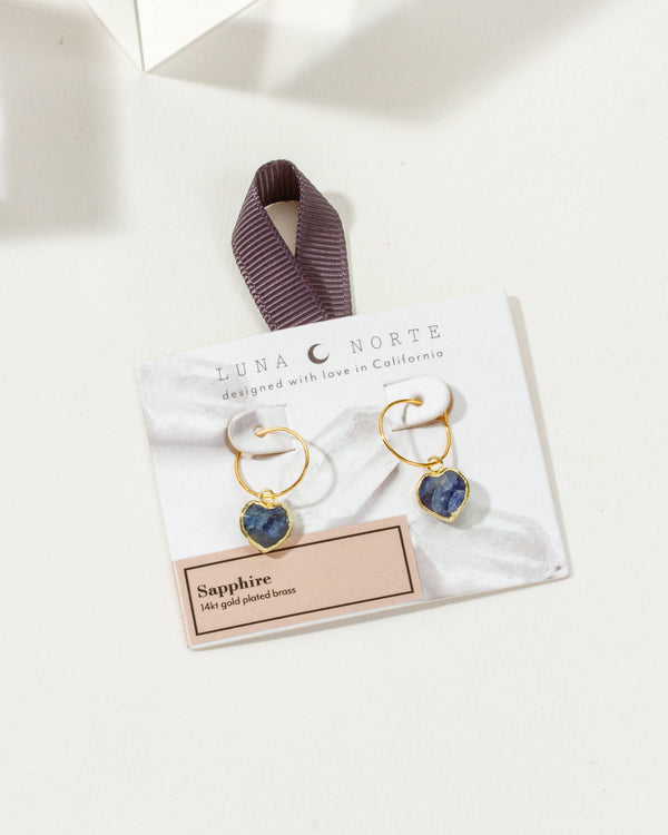Sapphire Heart Mini Hoop Earrings