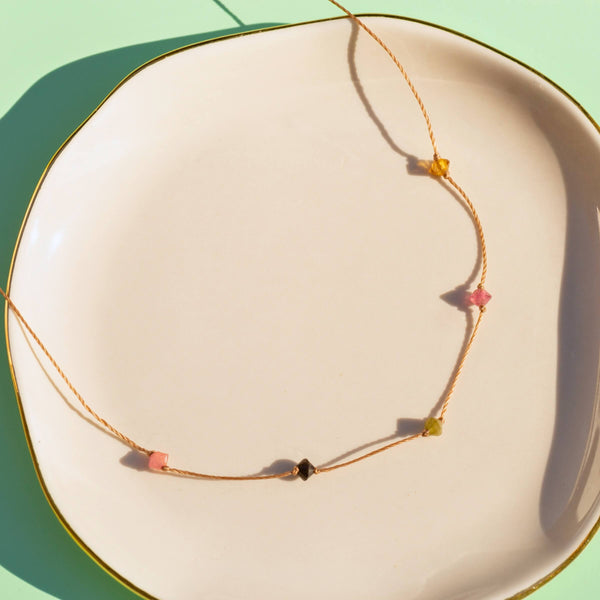 Multi Tourmaline Necklace – Dainty, Floating – Unique Gift