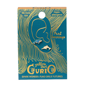 Yellow Owl Workshop - CURIO Whale & Narwhal Earrings | Aquarium Gift Gold Studs