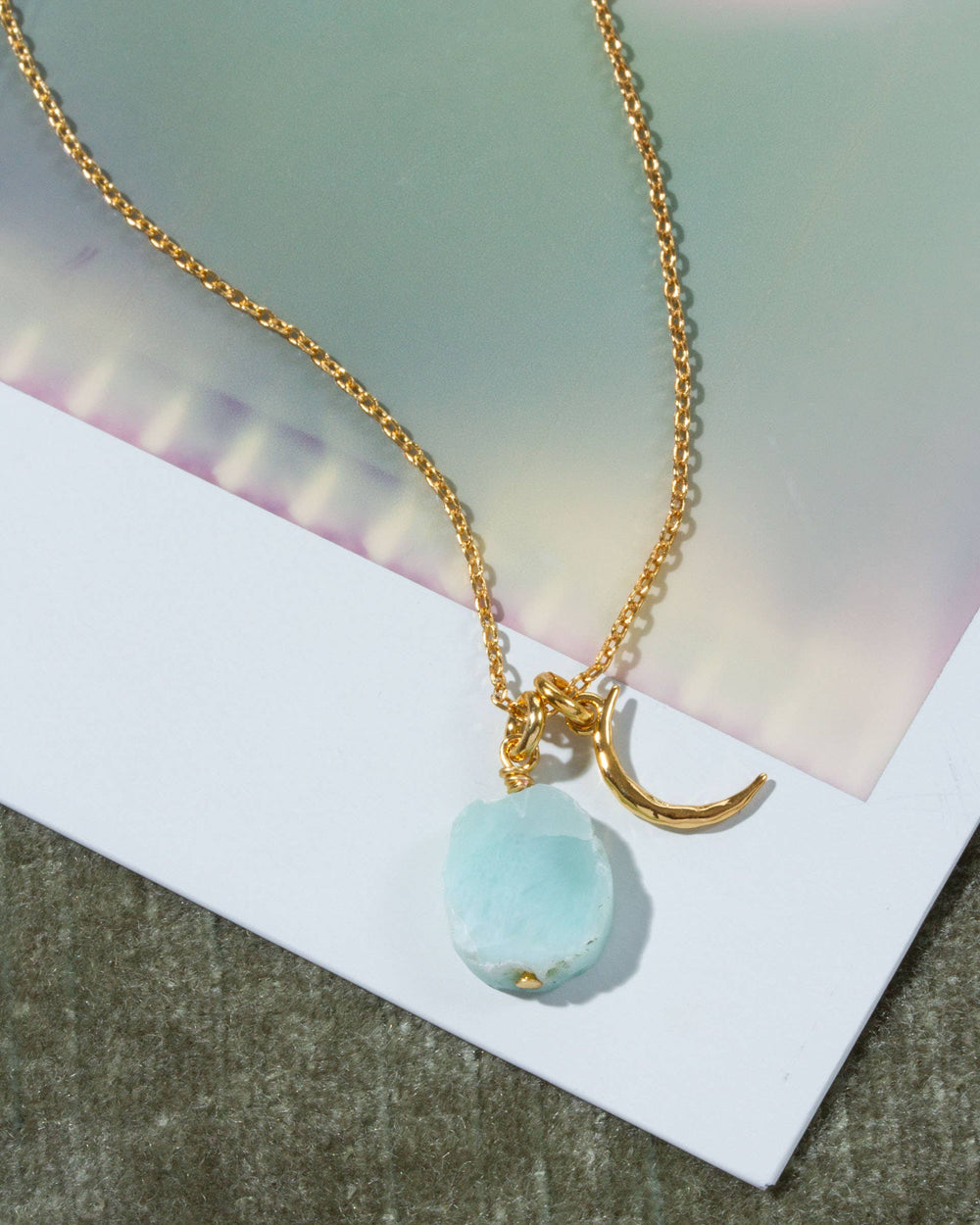 July Birthstone Celestial Necklace - Larimar