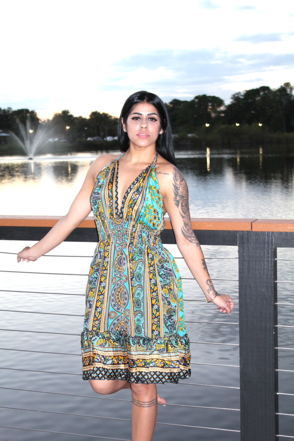 Short Bohemian Ruched Halter Dress