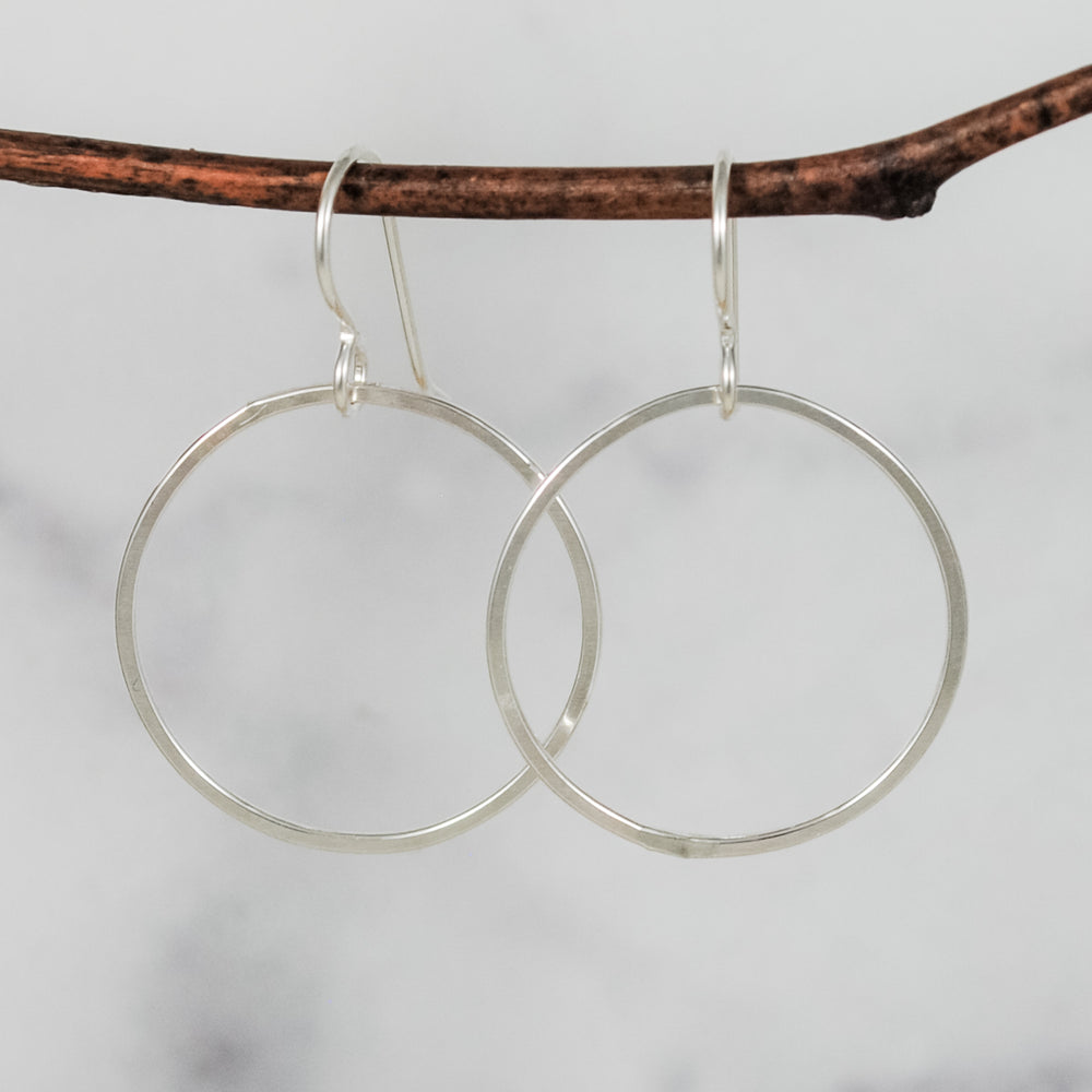 Large Single Ring Earrings - sterling silver