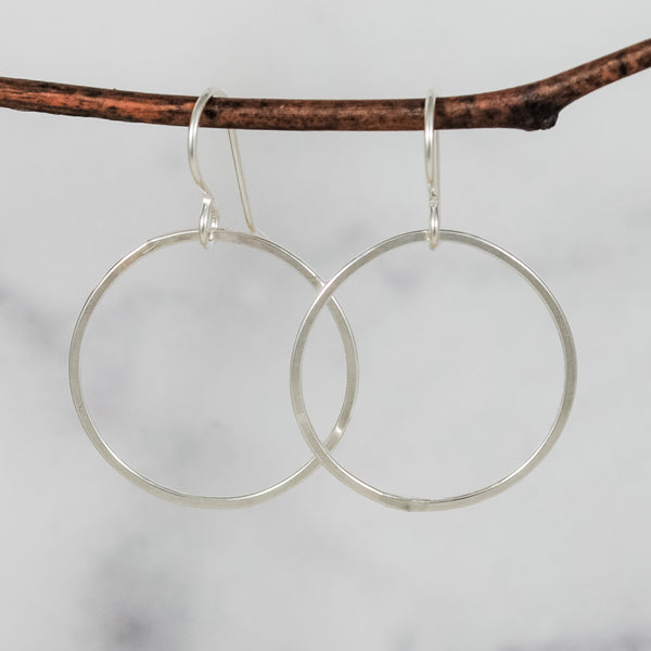 Large Single Ring Earrings - sterling silver