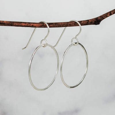 Large Single Ring Earrings - sterling silver