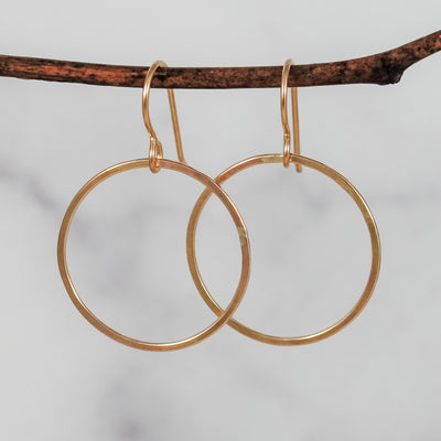Large Single Ring Earrings - gold-filled