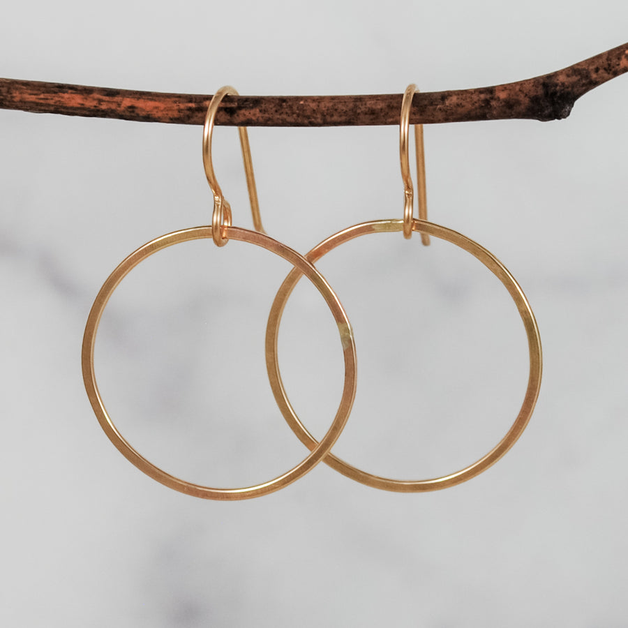 Large Single Ring Earrings - gold-filled