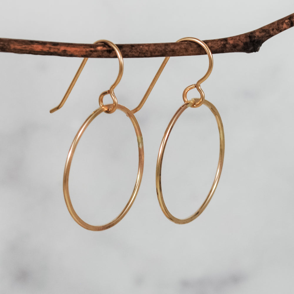 Large Single Ring Earrings - gold-filled