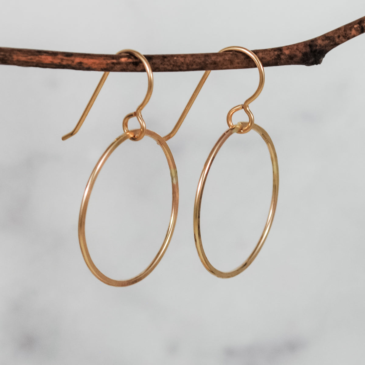 Large Single Ring Earrings - gold-filled