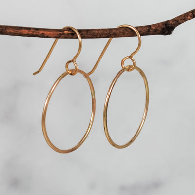 Large Single Ring Earrings - gold-filled