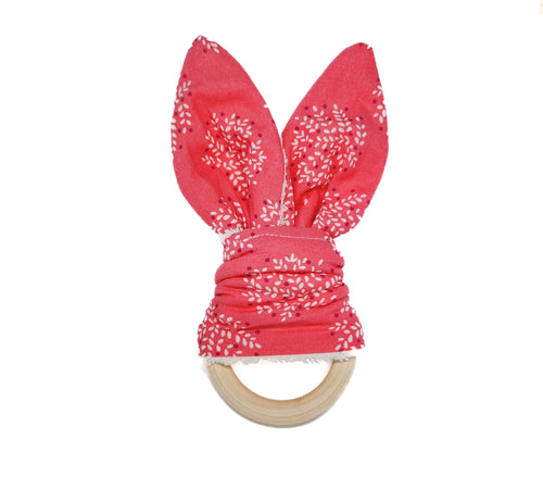 Pink Blooms Bunny Ears Baby Teether