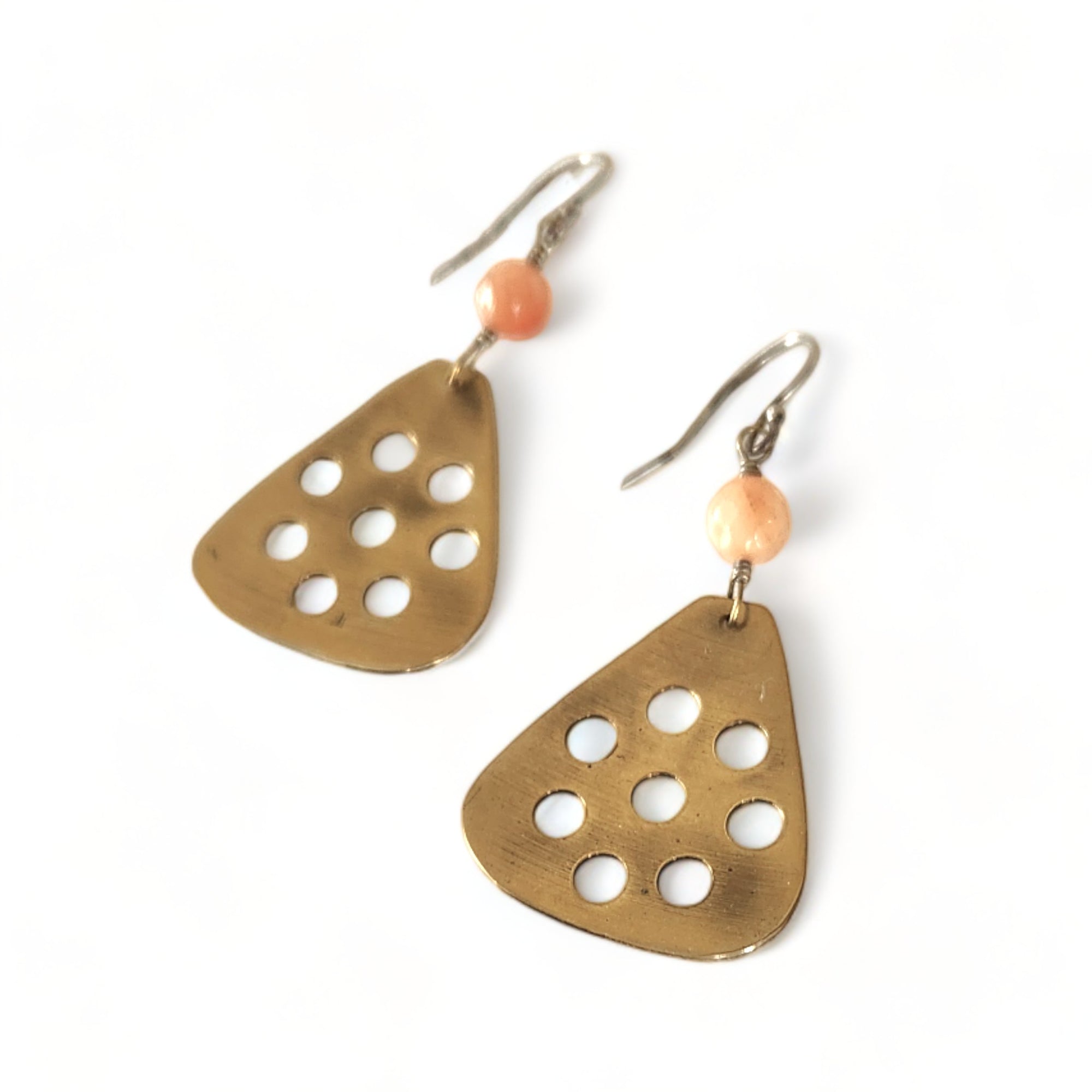 Dots Upcycled Brass Earrings