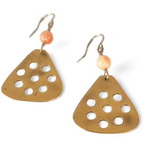 Dots Upcycled Brass Earrings