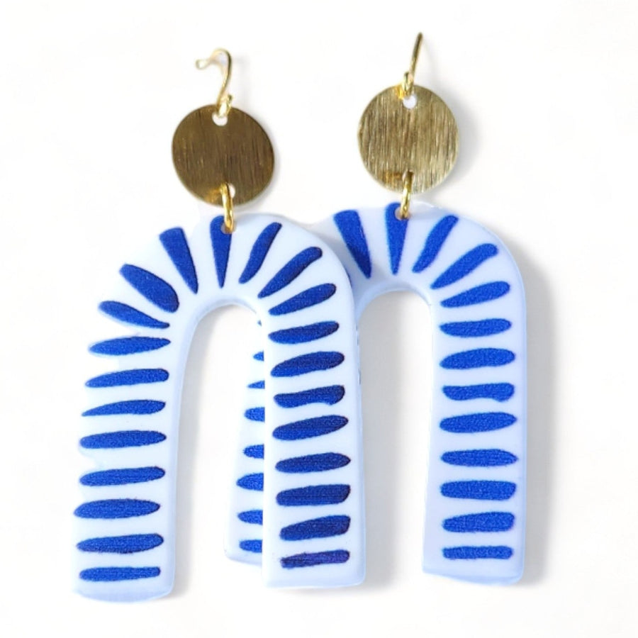 Cannes Acrylic Earrings - Delft Blue