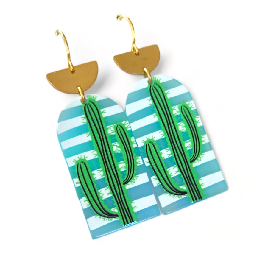 Cannes Acrylic Earrings - Summer Cactus