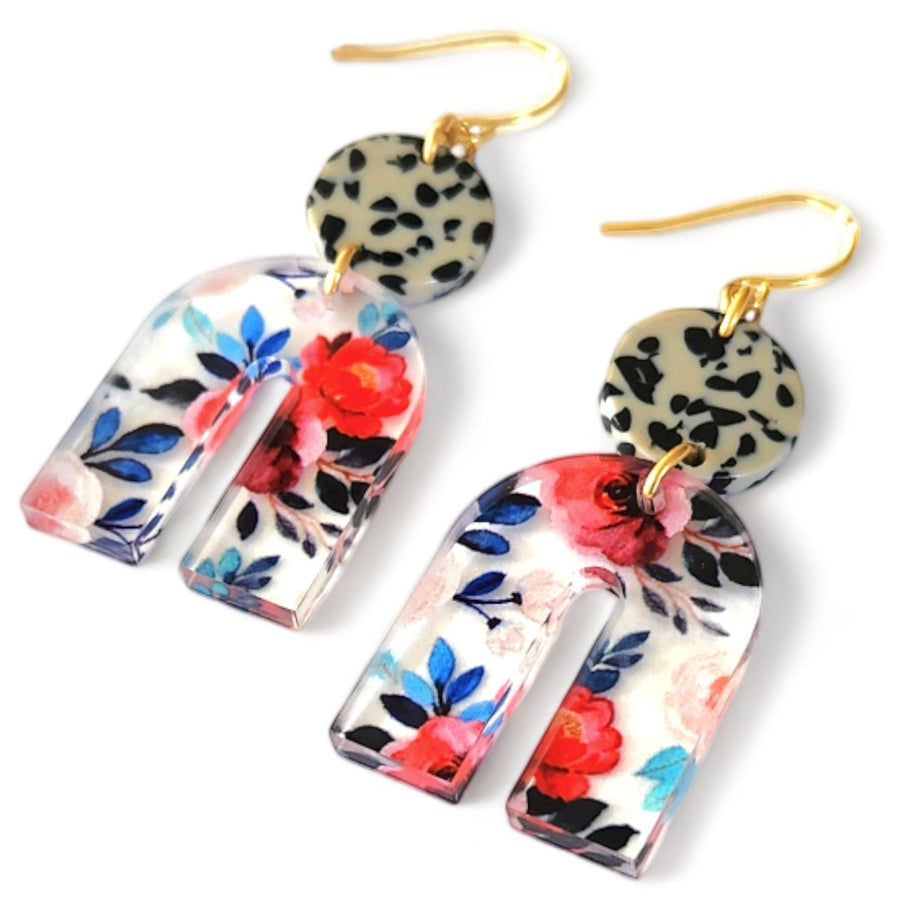 Speckled Blooms Acrylic Earrings
