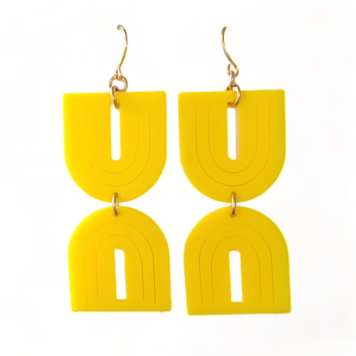 Cannes Acrylic Earrings - Double Bow Yellow