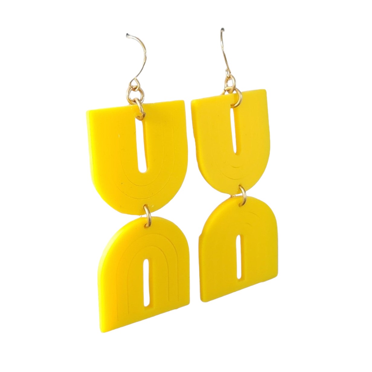 Cannes Acrylic Earrings - Double Bow Yellow