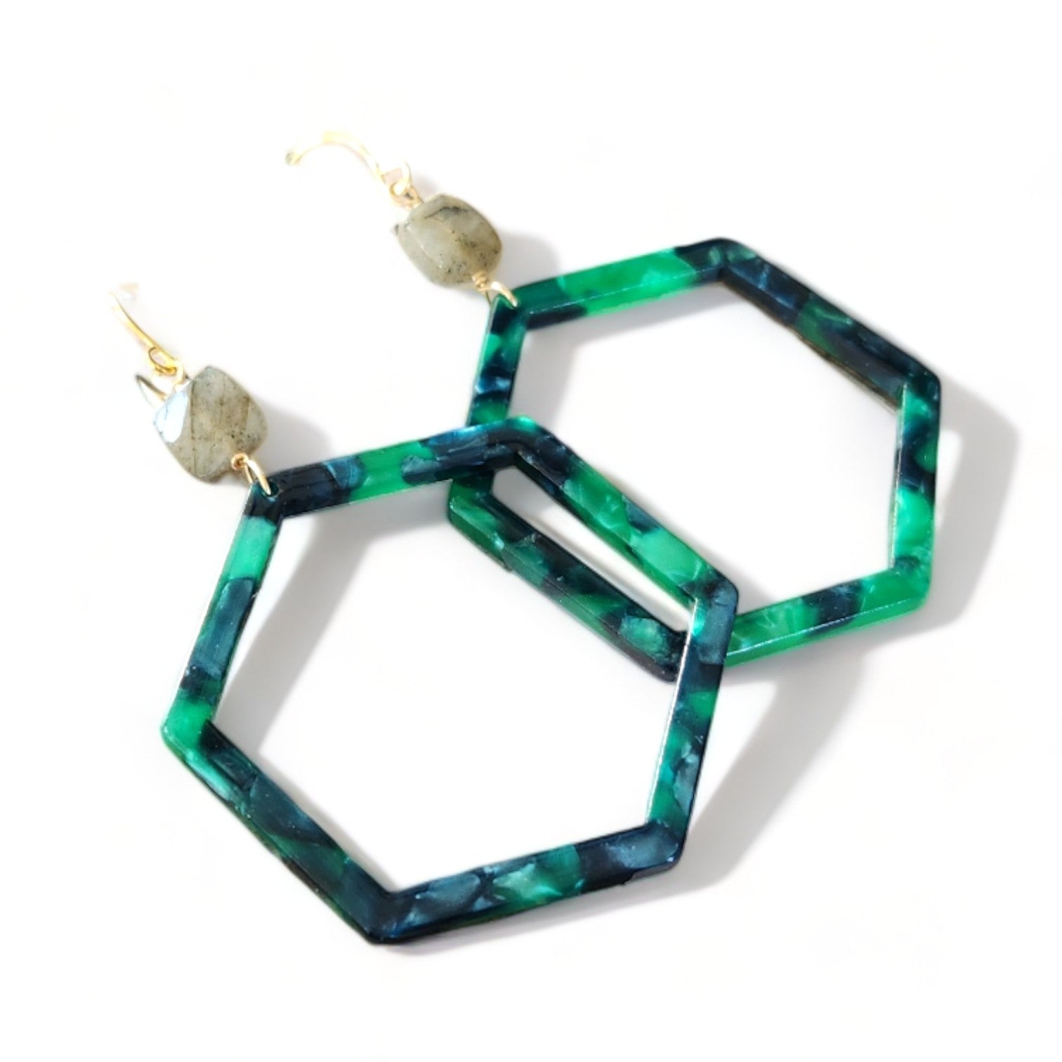 Cannes Acrylic Earrings - Green Hex