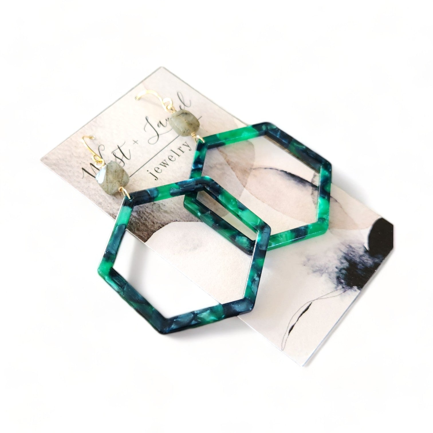Cannes Acrylic Earrings - Green Hex