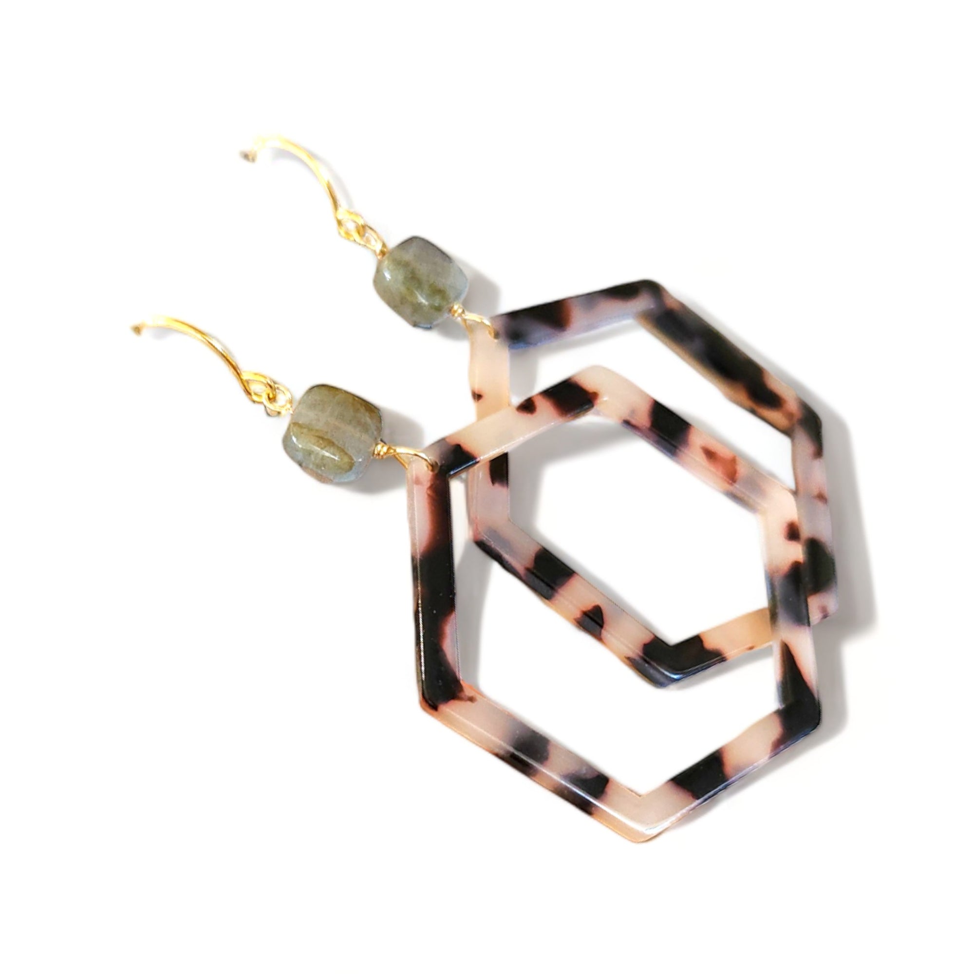 Cannes Acrylic Earrings - Tortoise Hex