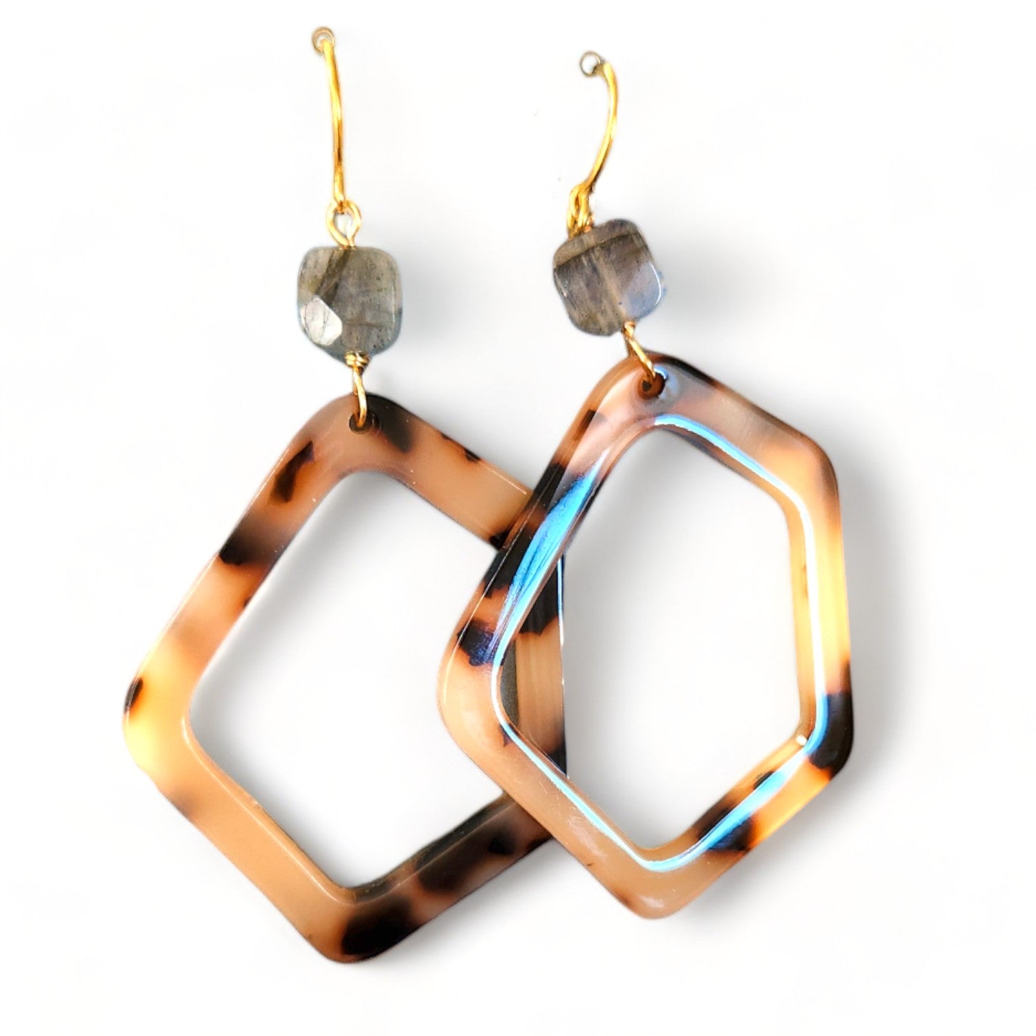 Cannes Acrylic Earrings - Tortoise Hex