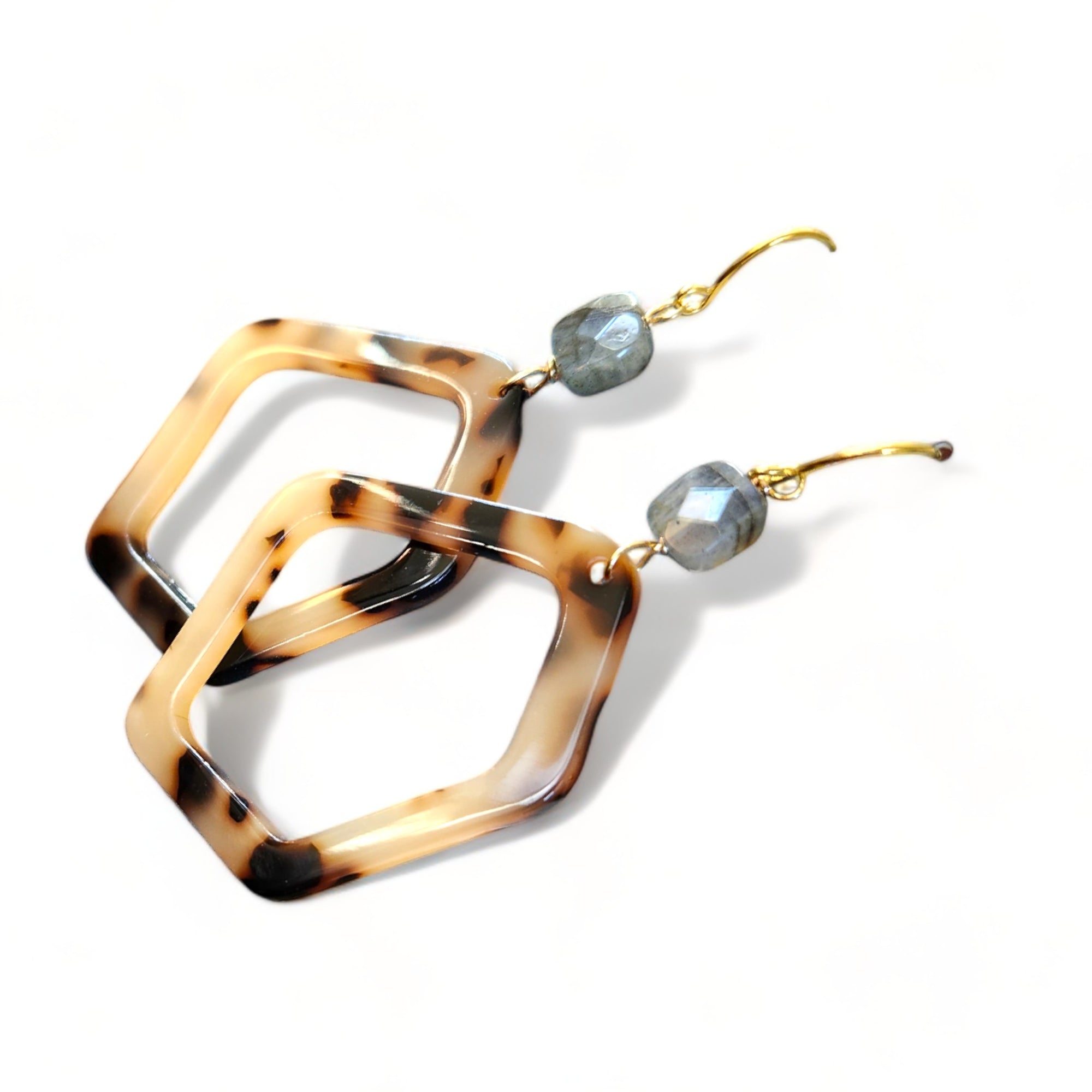 Cannes Acrylic Earrings - Tortoise Hex