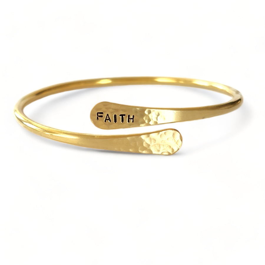 FAITH Brass bangle - stamped