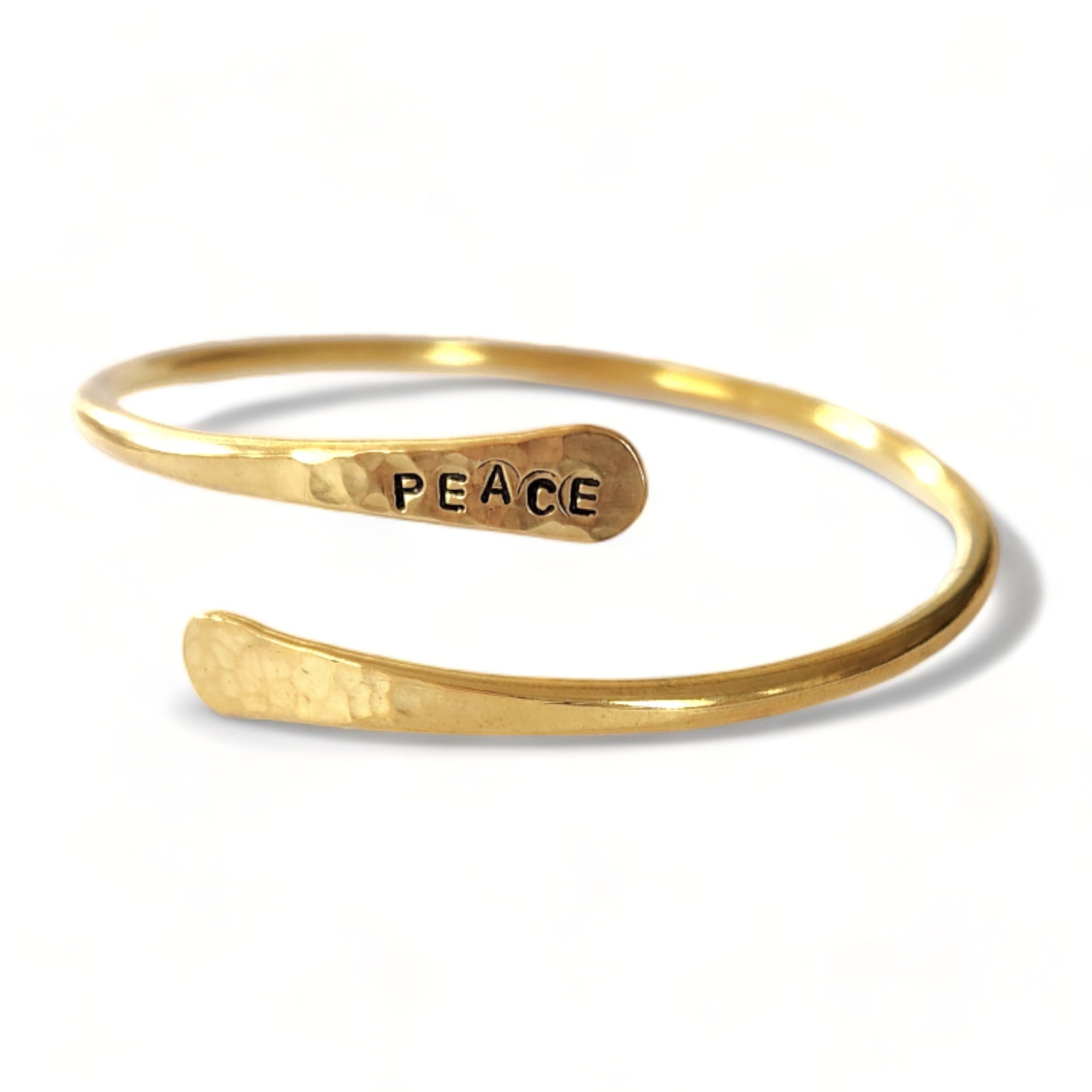 PEACE Brass bangle - stamped