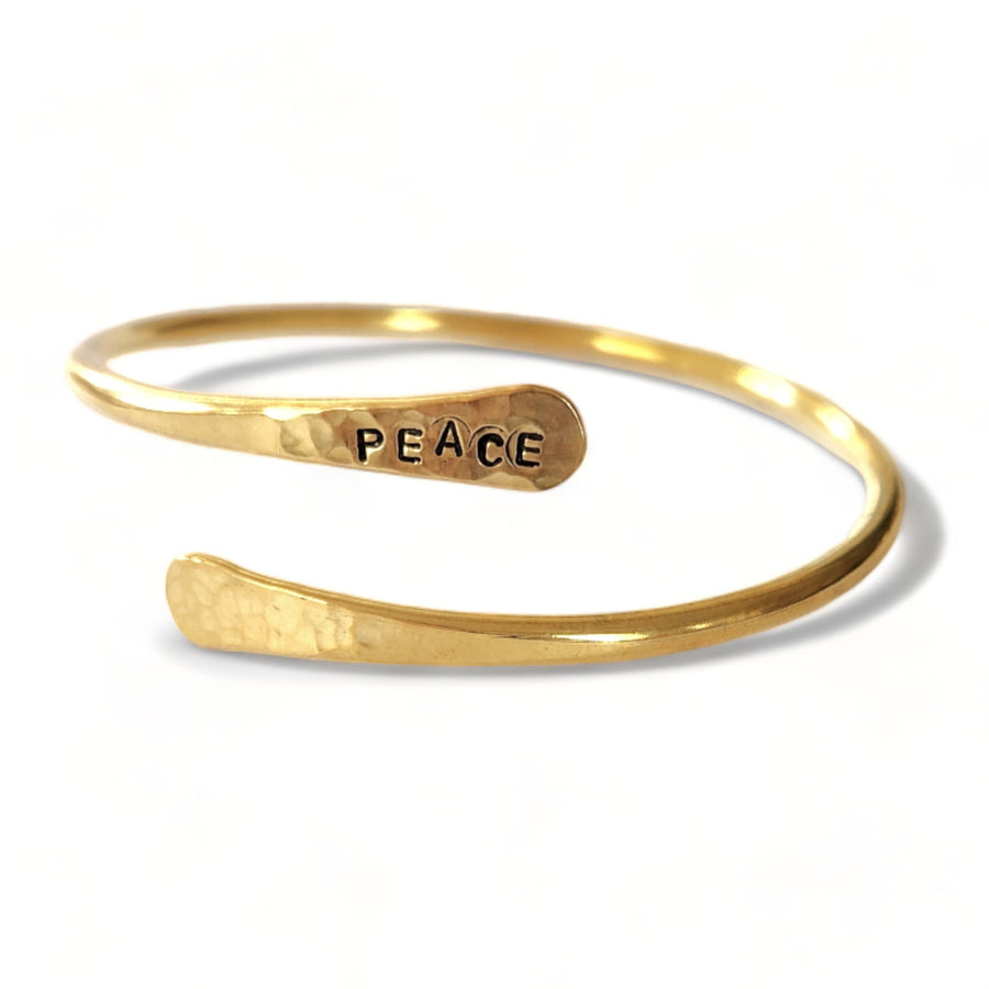 PEACE Brass bangle - stamped