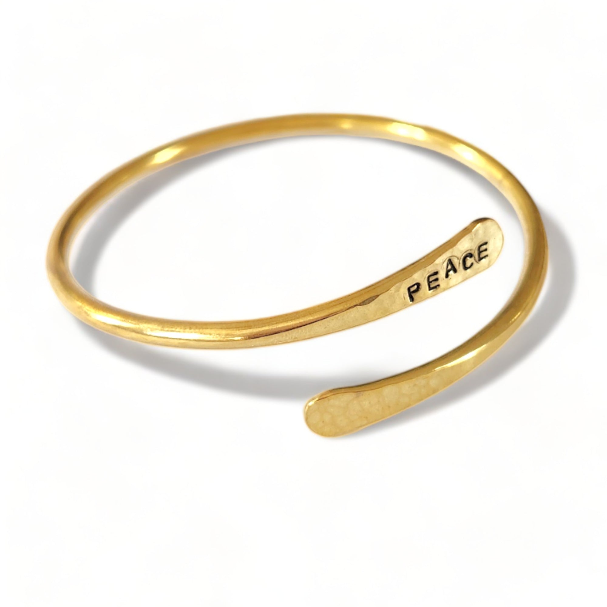 PEACE Brass bangle - stamped