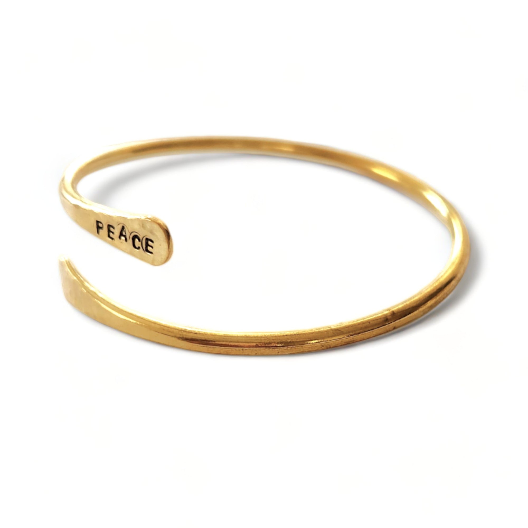 PEACE Brass bangle - stamped