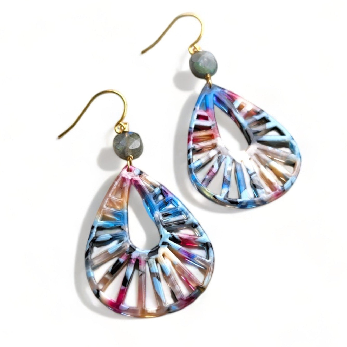 Cannes Acrylic Earrings - Patterned Teardrop