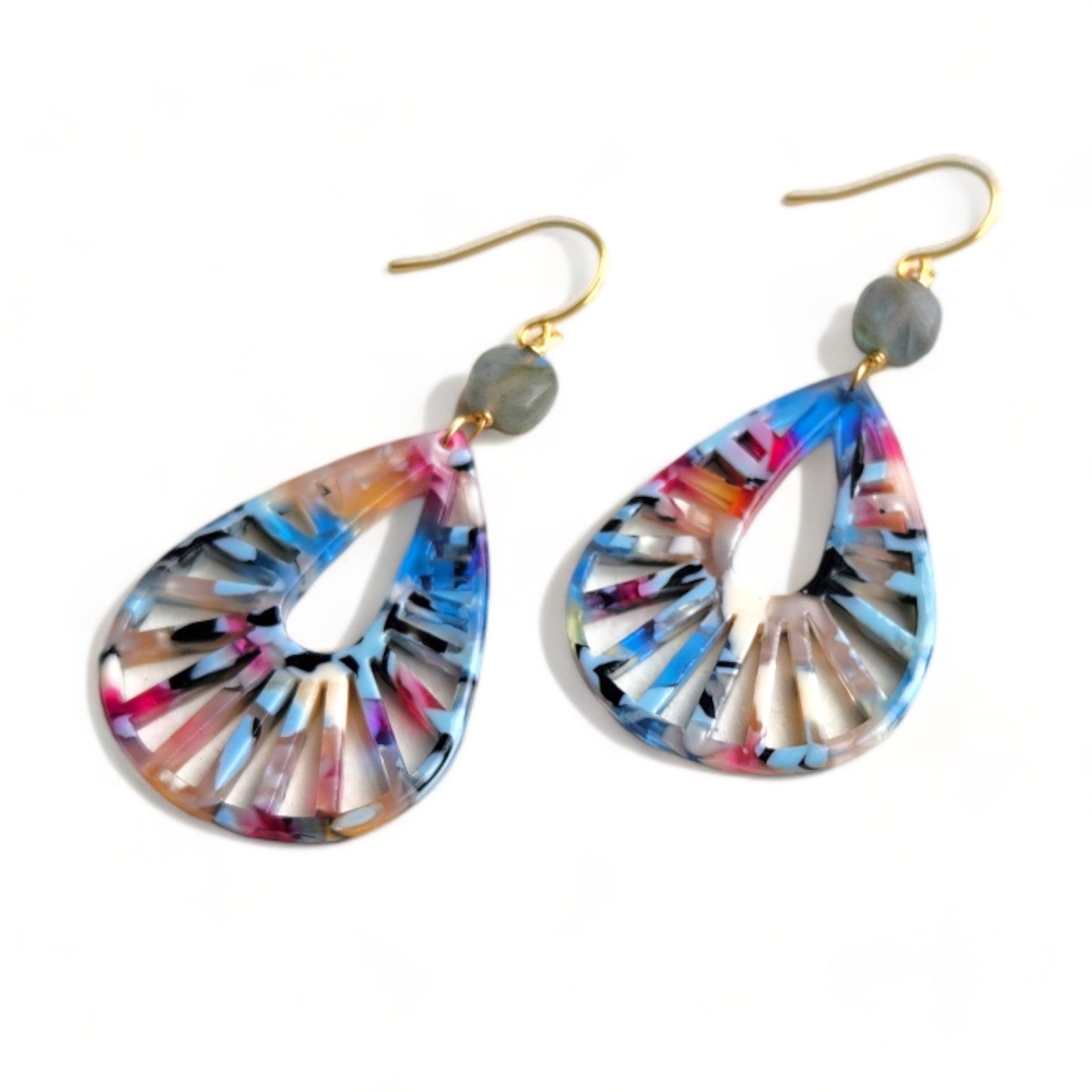 Cannes Acrylic Earrings - Patterned Teardrop