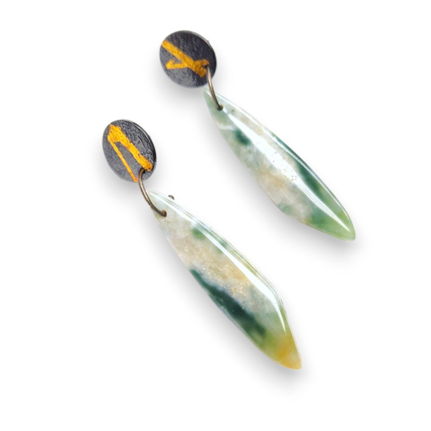 Keum-Boo Moss Agate Earrings