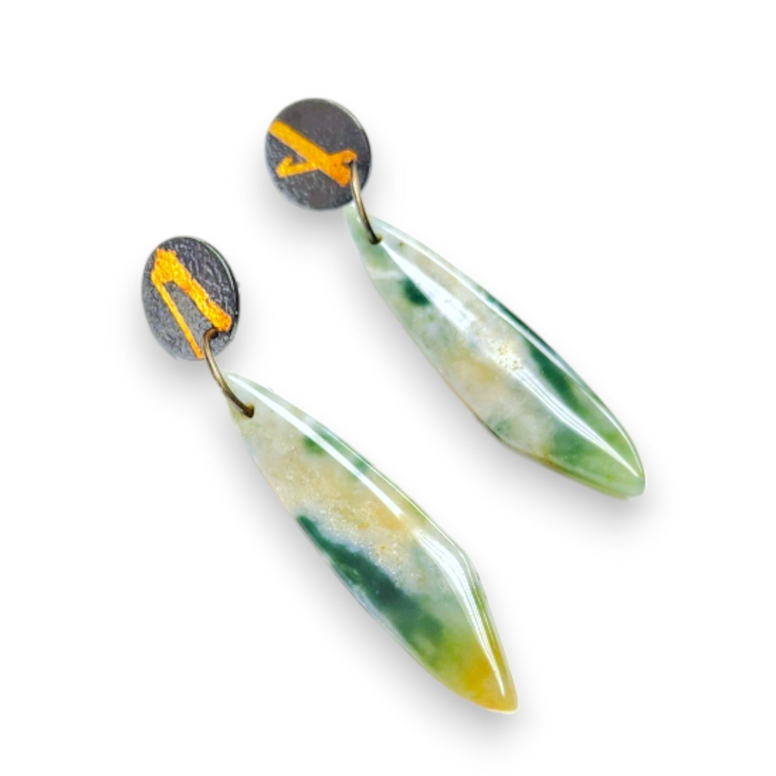 Keum-Boo Moss Agate Earrings