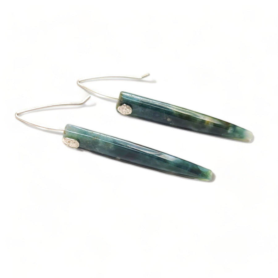 Moss Agate and Sterling Earrings
