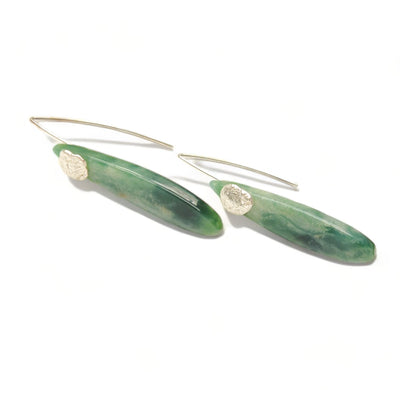 Small Moss Agate and Sterling Earrings