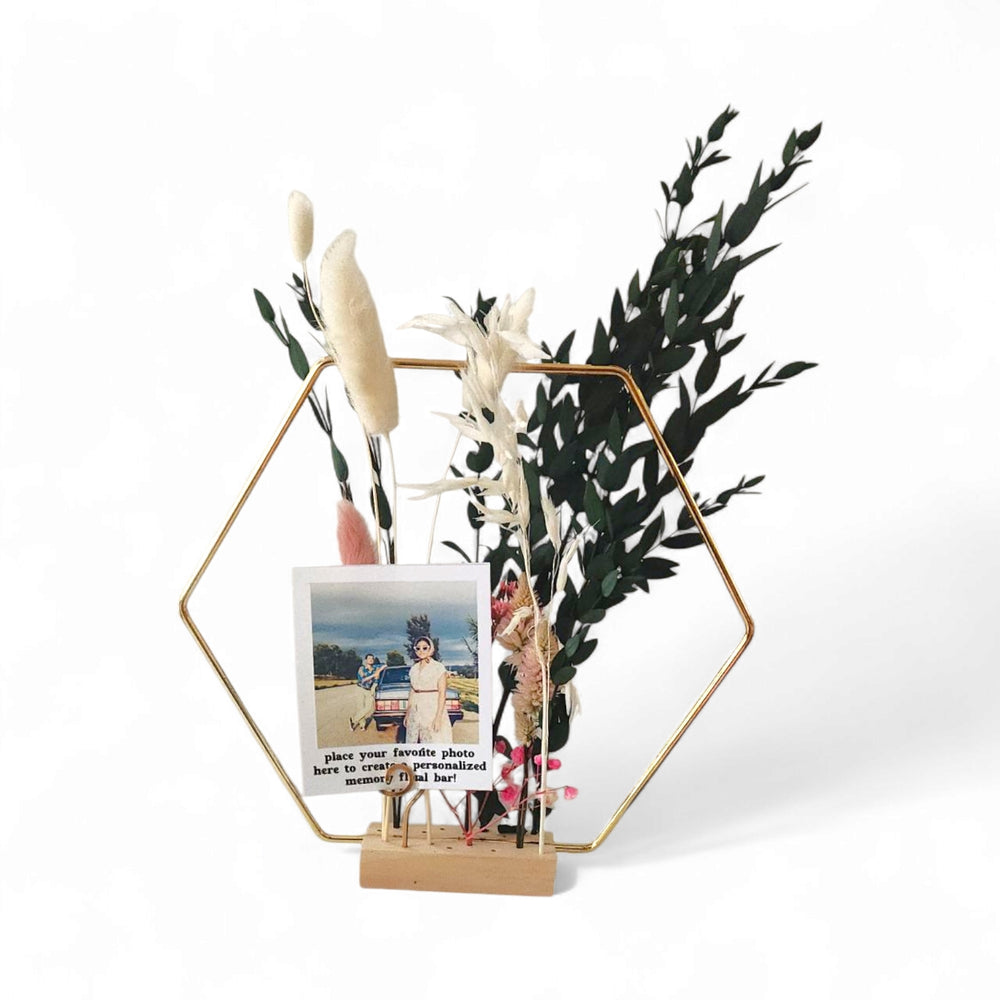 Gold Frame Memory Flower Bar - Pretty in Pink