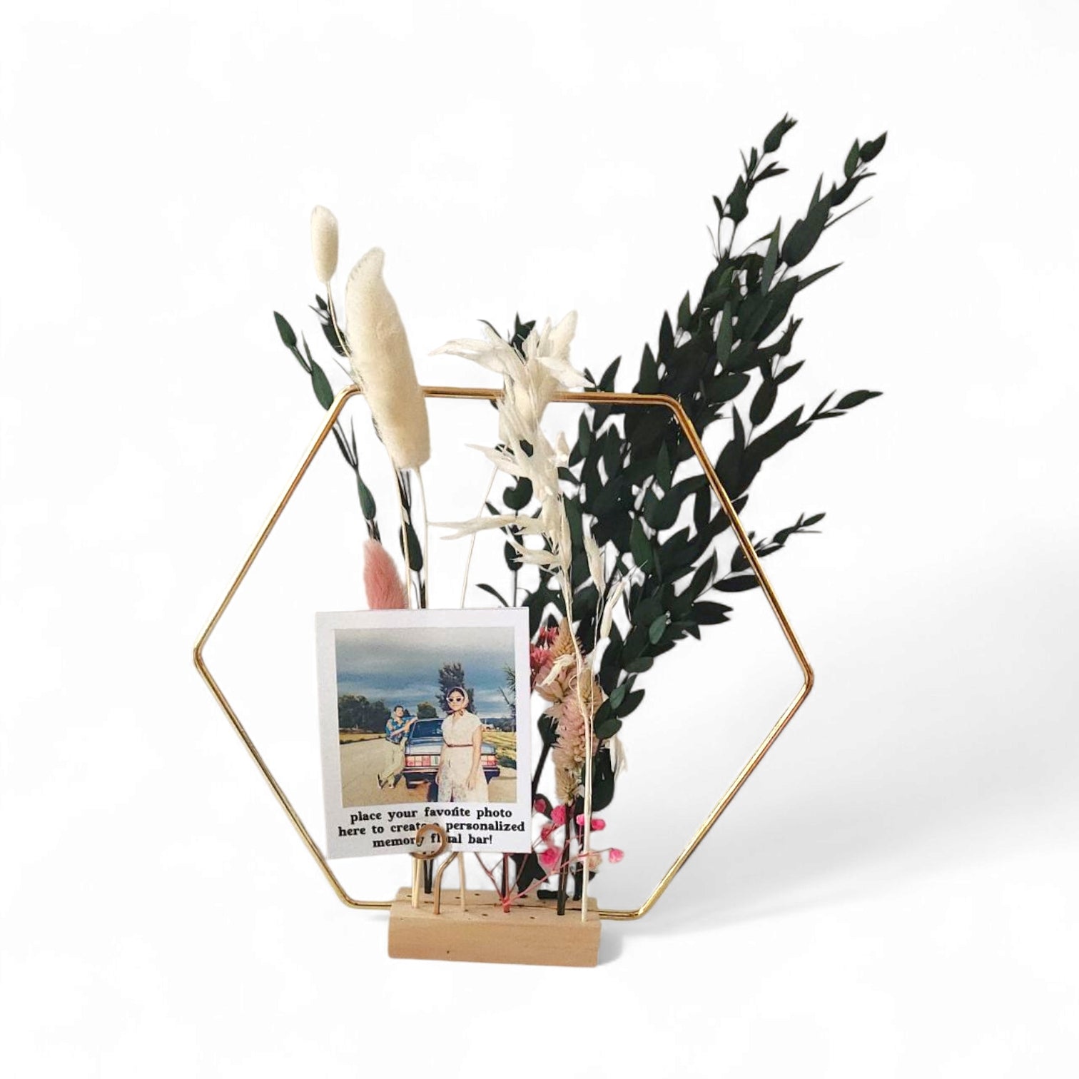 Gold Frame Memory Flower Bar - Pretty in Pink