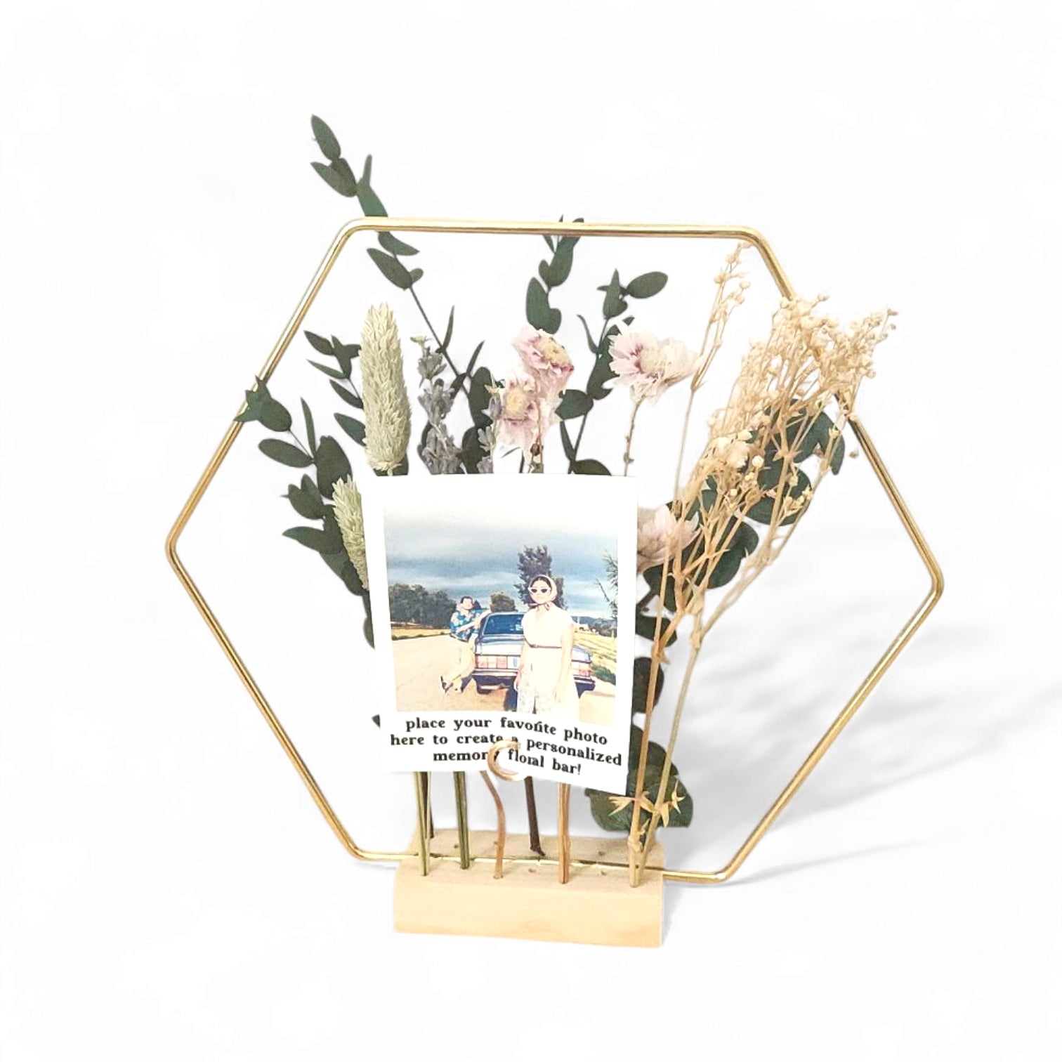 Gold Frame Memory Flower Bar - Desert Rose
