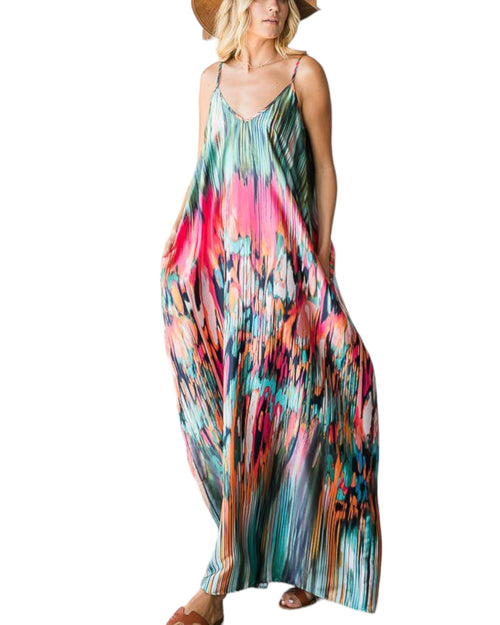 Multi-Color Geo Print Slip Dress