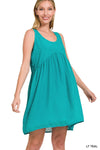 42POPS - ...42POPS SWISS DOT BABYDOLL DRESS w/ lining: S / SPRING BLUE-163366