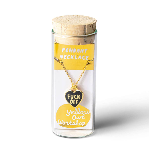 Yellow Owl Workshop - F*ck Off Heart Pendant Necklace | Gold Enamel Swear Word