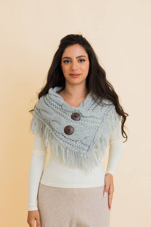 Leto Accessories - Heathered Shoulder Warmer With Coco Buttons: Navy